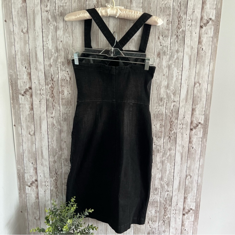 Level 99 Denim Dress with Stud Accents Criss Cross Back Black Small - Picture 3 of 7
